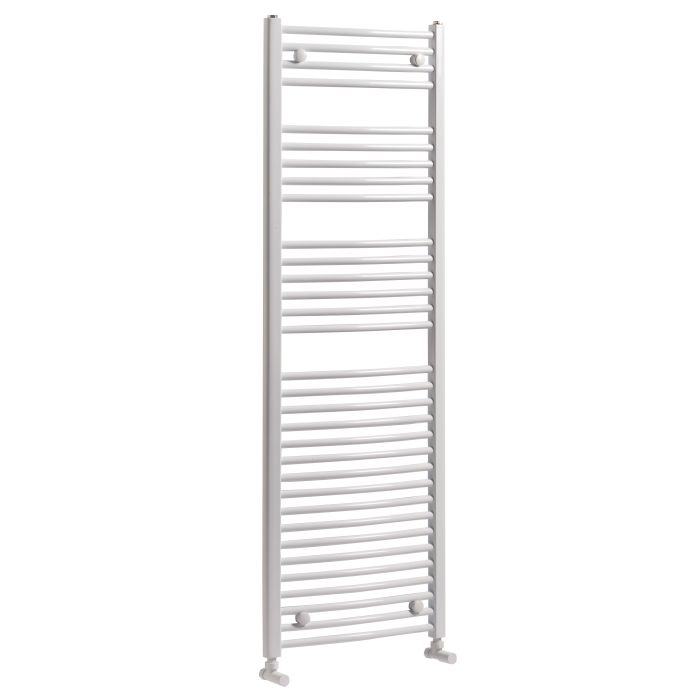 Milan curved chrome heated towel rail 1200 x 500